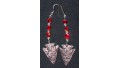 Red & White Flower Arrowhead Earrings 